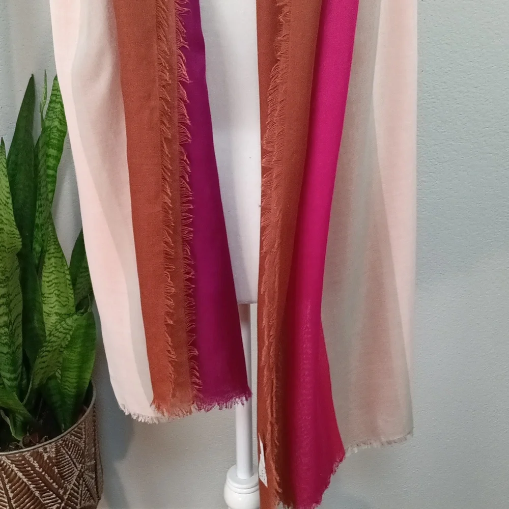 A New Day Women's Multicolor Stripped Wide Long Fringe Edge Scarf / Wrap